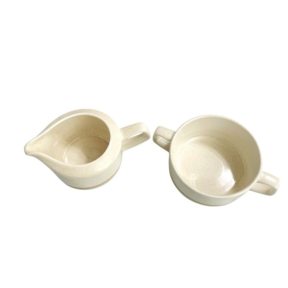 LENOX Temper-ware Beige Creamer & Sugar Bowl no lid, 2 3/4" & 21/4" stoneware - Picture 3 of 8